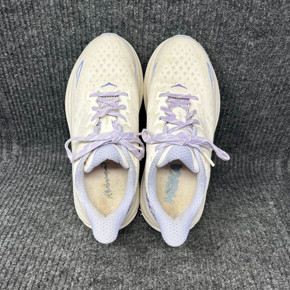 Hoka One One Clifton 9 Free People Movement Running Shoes Sz 7 B Eggnog Lilac - Picture 8 of 9